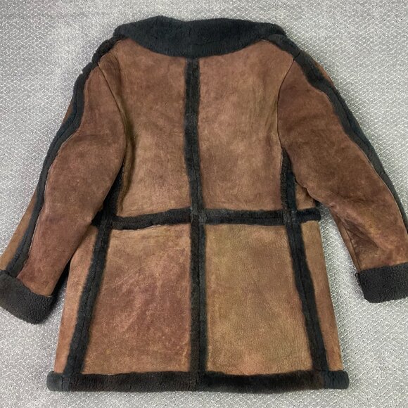 Vintage Sheepskin Jacket Coat Men's 46 Brown Shearling Marlboro Man XL - Picture 3 of 14